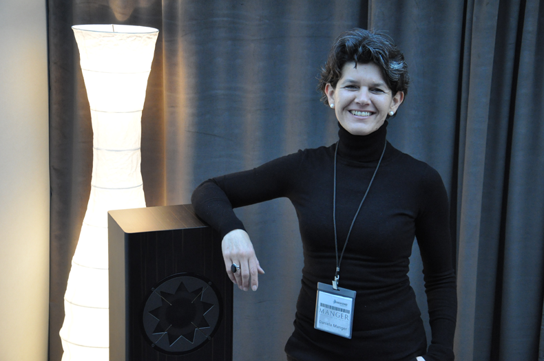 Daniela Manger with the p1 at the High End show 2014.